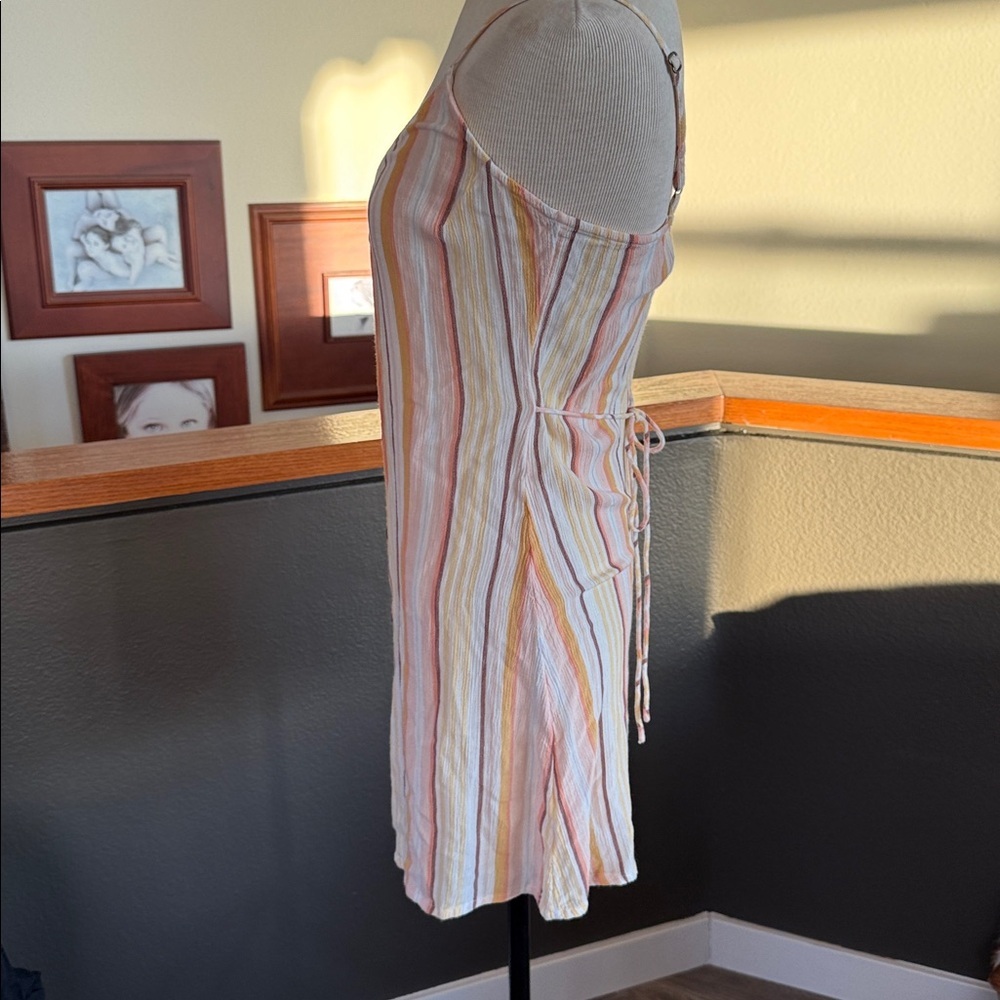 Billabong Striped Lightweight dress - Peach & Cream striped wood buttons small - Picture 5 of 8